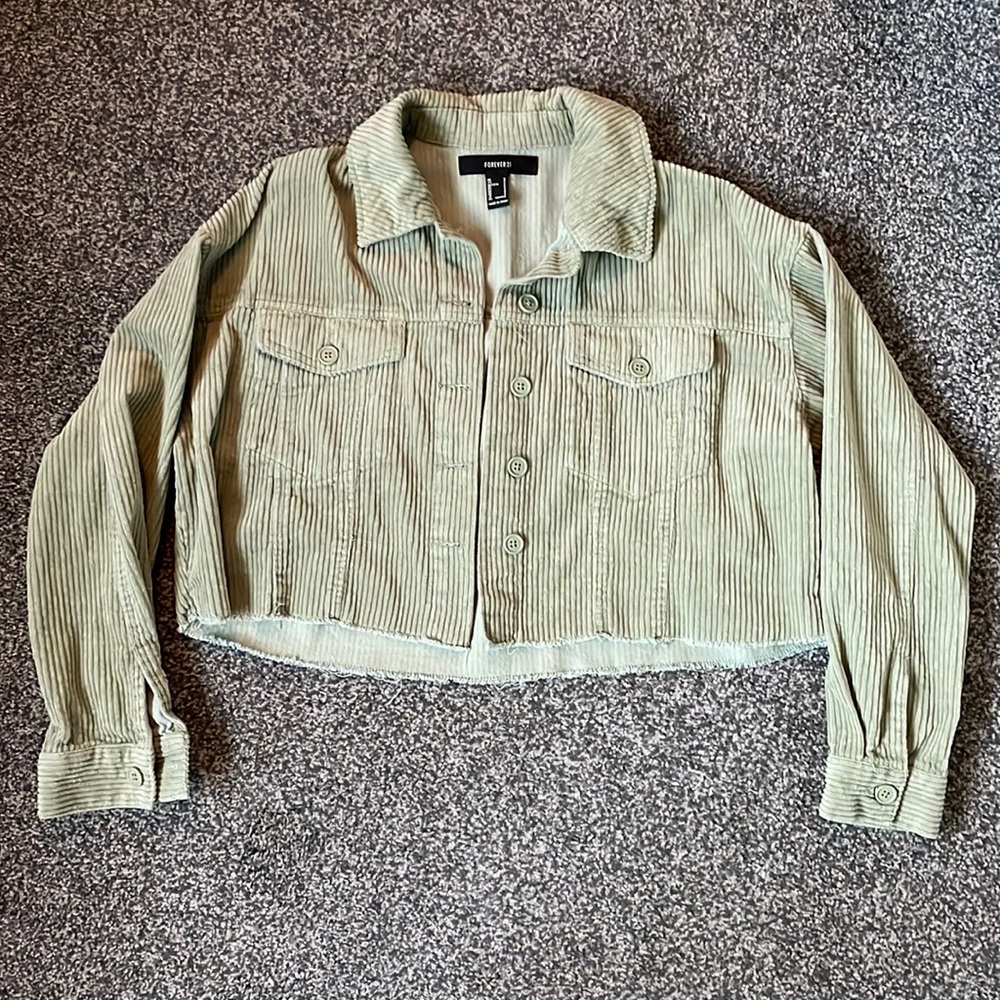 Green corduroy cropped jacket
